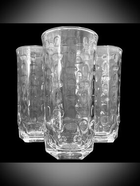 Vintage 1990s Crisa by Libbey Clear Pebble Glass Tumblers Juice Glasses Set (3)